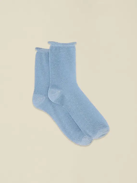 Calzini lurex Donna, Azzurro miniatura 2