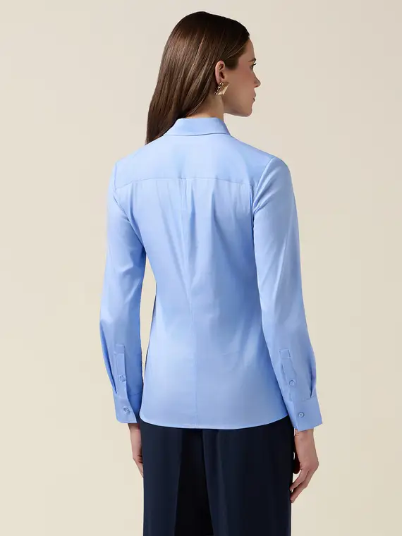 Camicia basic in popeline Donna, Azzurro miniatura 2