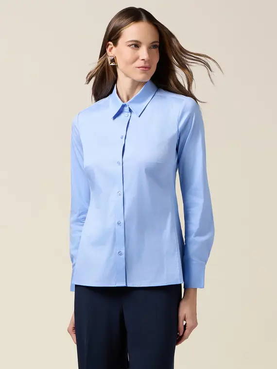 Camicia basic in popeline Donna, Azzurro