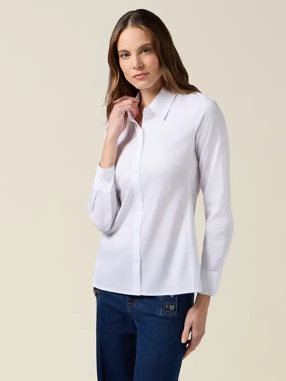 Camicia basic in popeline Donna, Bianco