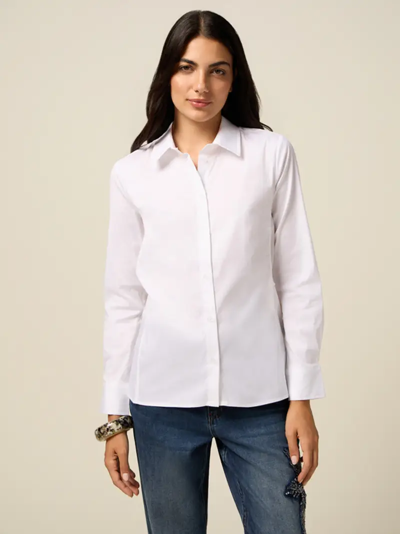 Oltre - Camicia basic in popeline Donna, Bianco Taglia: 40