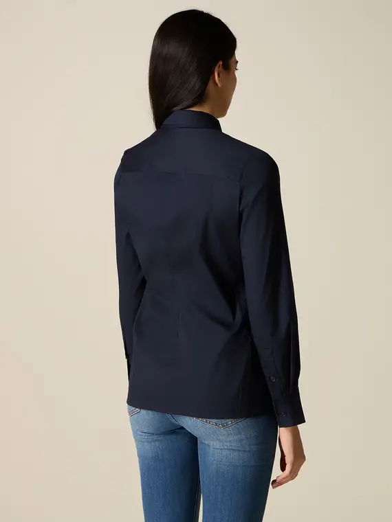 Camicia basic in popeline Donna, Blu miniatura 2