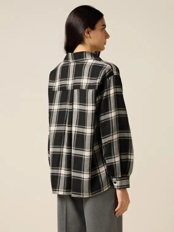 Camicia check con castoni Donna, Nero miniatura 2