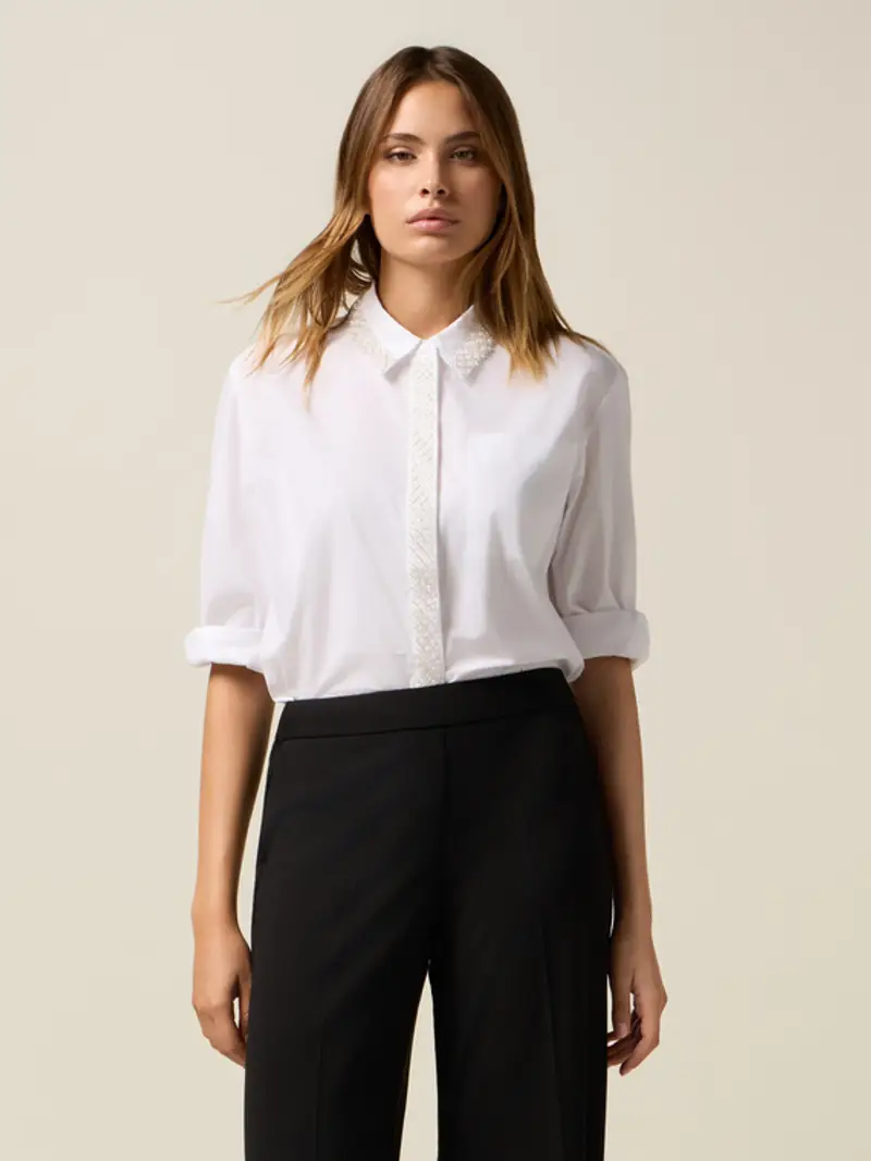 Camicia con ricamo in perline Donna