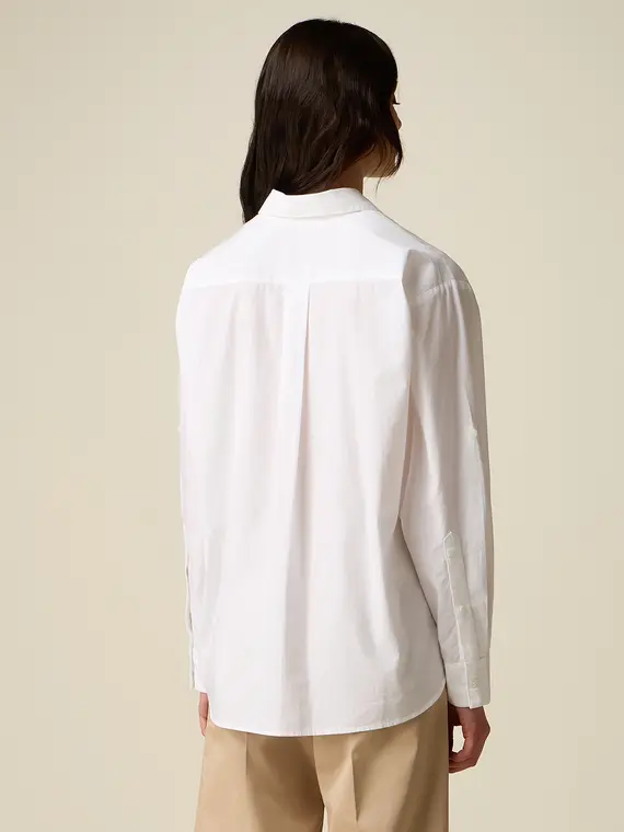 Camicia in cotone con ricamo floreale Donna, Bianco miniatura 2