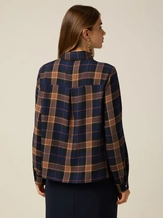 Camicia in flanella con volant Donna, Blu miniatura 2