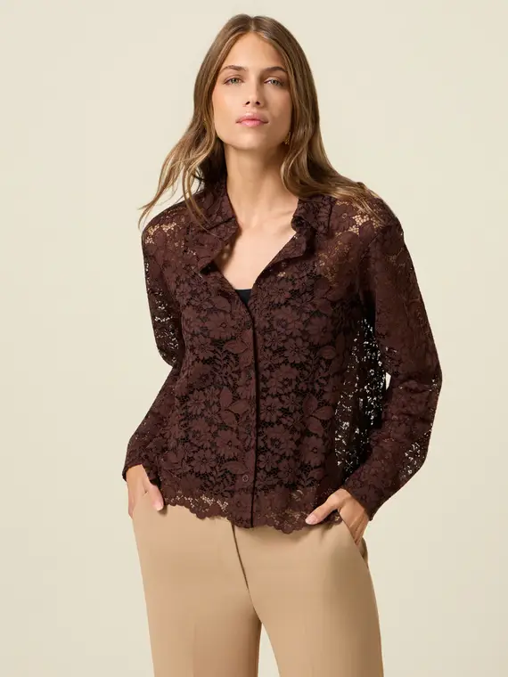 Camicia in pizzo Donna, Marrone