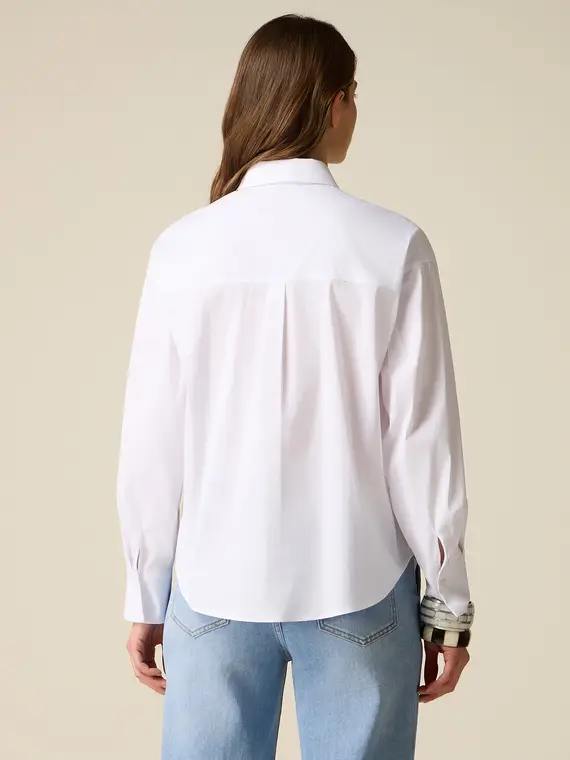 Camicia in popeline con ricamo gioiello Donna, Bianco miniatura 2