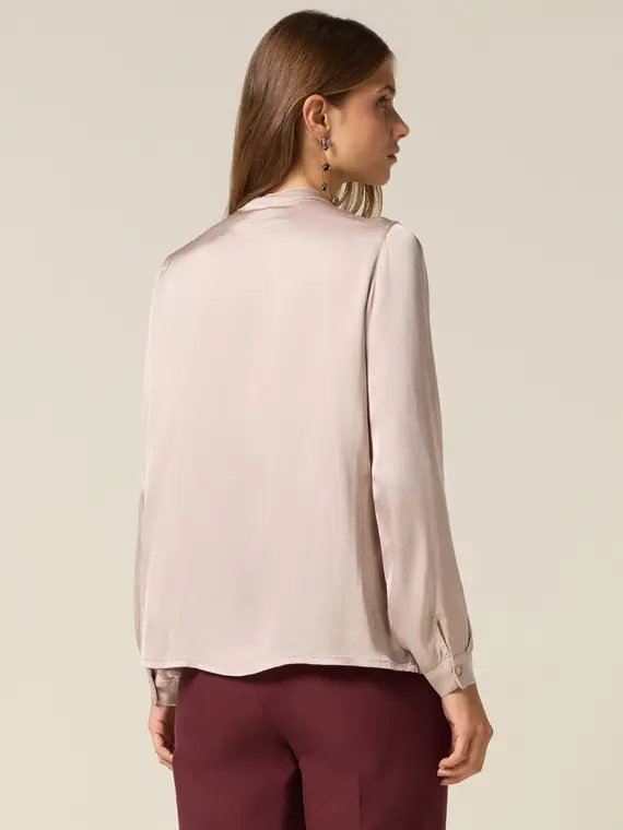 Camicia in raso con volant Donna, Rosa miniatura 2