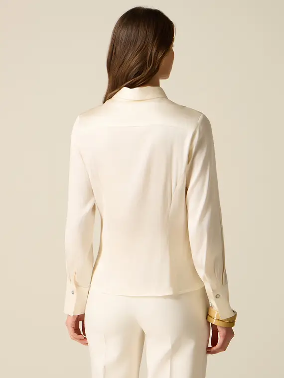 Camicia in raso di viscosa Donna, Bianco miniatura 2