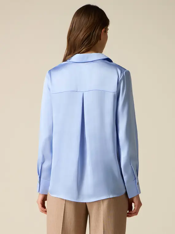 Camicia in raso Donna, Azzurro miniatura 2