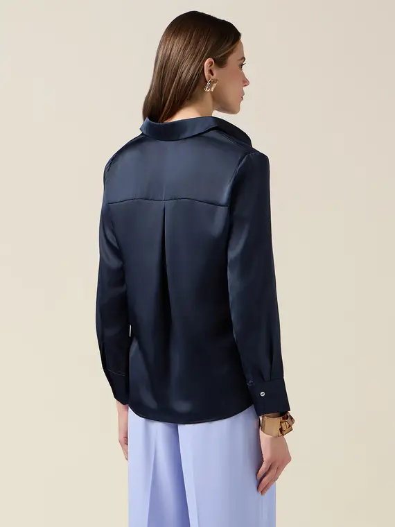 Camicia in raso Donna, Blu miniatura 2