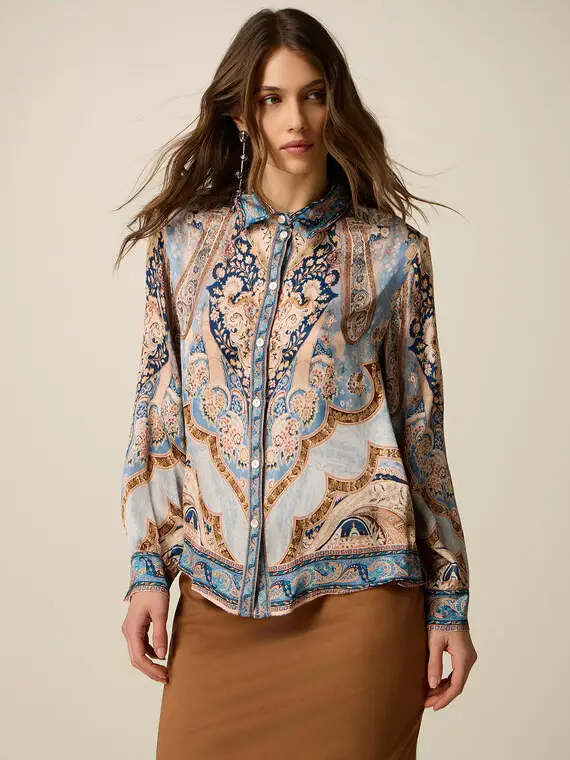Camicia in raso fantasia Donna