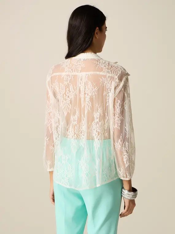 Camicia in tulle ricamato see-through Donna, Bianco + miniatura 2