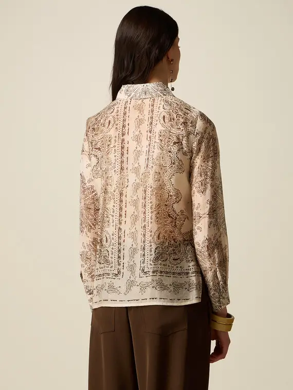 Camicia in voile fantasia Donna, Beige miniatura 2