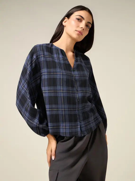 Camicia misto viscosa a quadri Donna