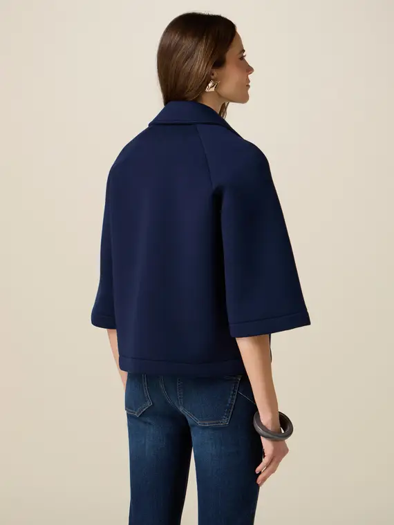 Cappa in scuda con spilla a fiore Donna, Blu miniatura 2