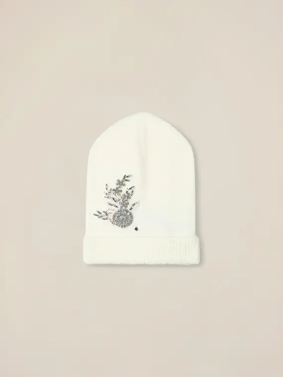 Cappello misto lana con patch gioiello Donna miniatura 2