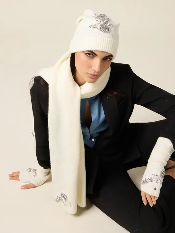 Cappello misto lana con patch gioiello Donna