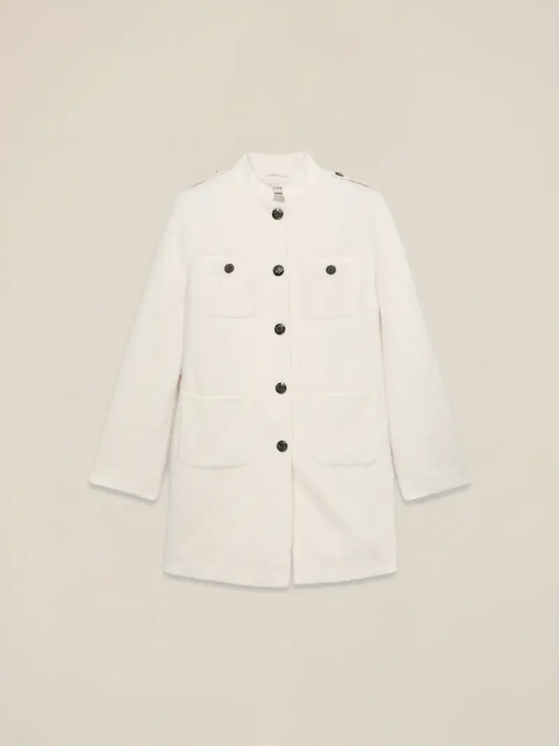 Cappotto ammagliato con tasche Donna, Bianco