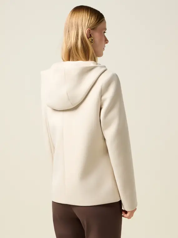 Cappotto corto con cappuccio e zip Donna, Beige miniatura 2