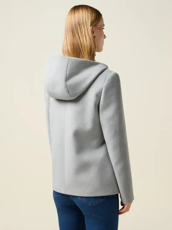 Cappotto corto con cappuccio e zip Donna, Grigio miniatura 2