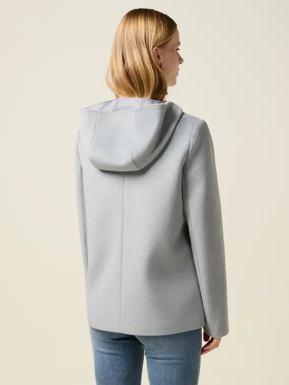 Cappotto corto con zip e cappuccio Donna, Grigio miniatura 2