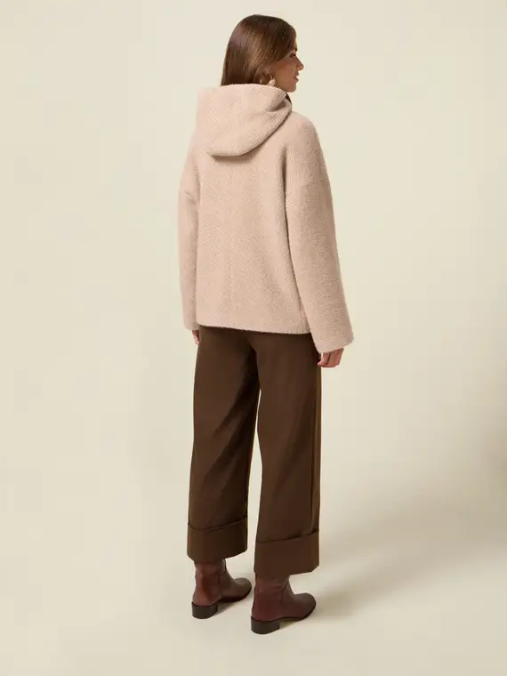 Cappotto corto in tessuto ammagliato Donna, Beige miniatura 2