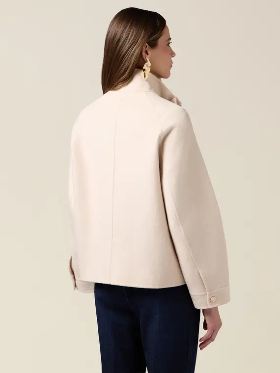 Cappotto corto misto lana Donna, Beige miniatura 2
