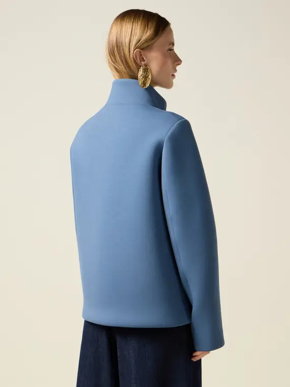 Cappotto in scuba con collo alto Donna, Azzurro miniatura 2