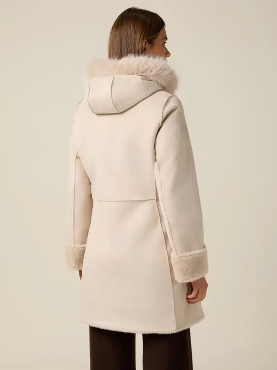 Cappotto in tessuto morbido Donna, Beige miniatura 2