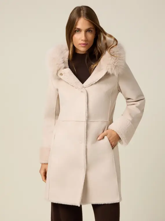 Cappotto in tessuto morbido Donna, Beige