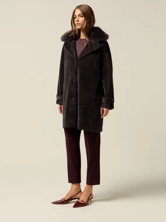 Cappotto in tessuto morbido Donna, Grigio