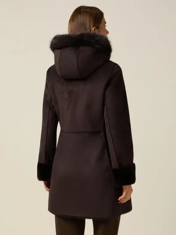 Cappotto in tessuto morbido Donna, Marrone miniatura 2