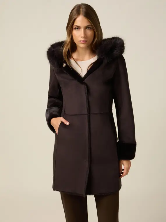 Cappotto in tessuto morbido Donna, Marrone