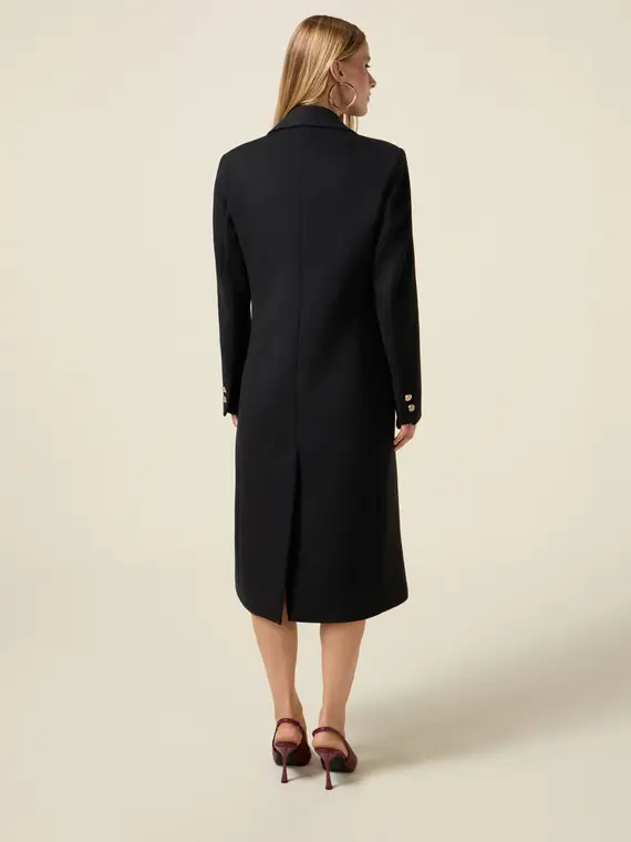 Cappotto lungo doppiopetto Donna, Nero miniatura 2