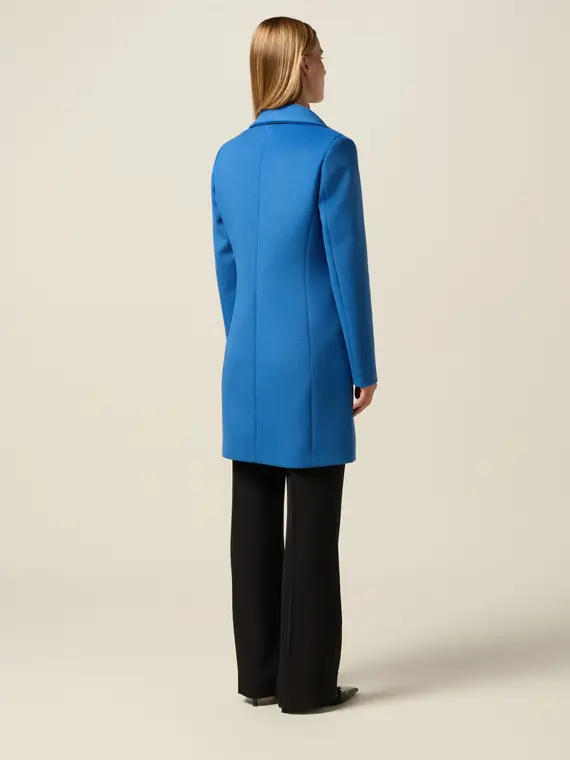 Cappotto lungo in drap Donna, Azzurro miniatura 2