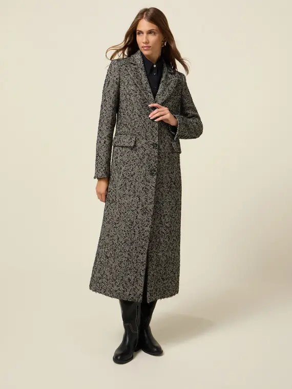 Cappotto lungo spigato Donna, Grigio miniatura 2