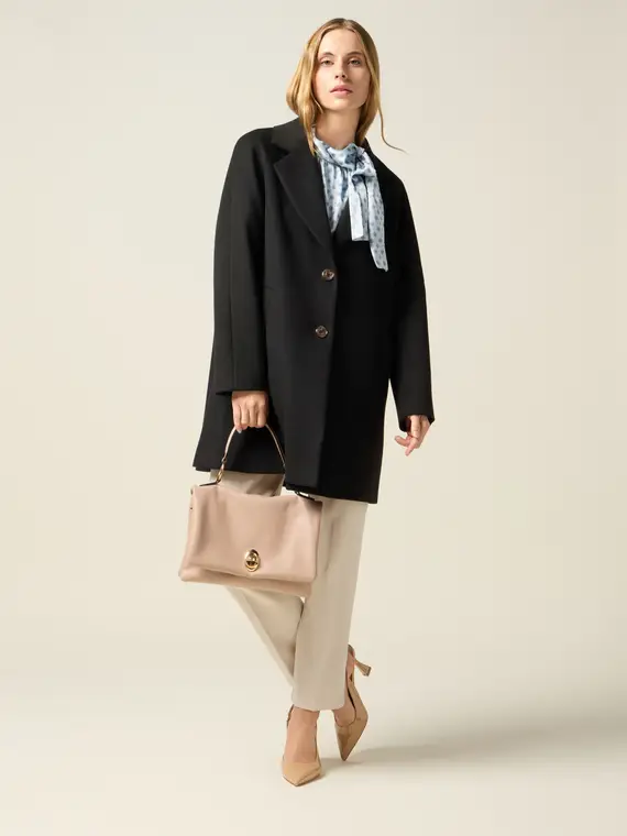 Cappotto midi con bottoni Donna, Nero