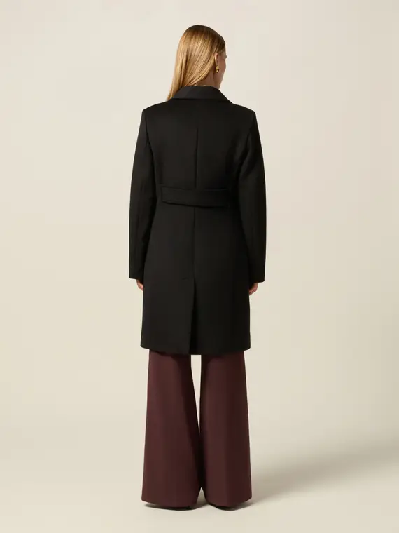 Cappotto midi con bottoni dorati Donna, Nero miniatura 2