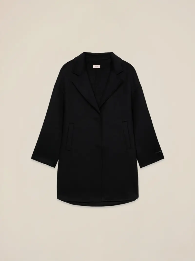 Cappotto misto lana Donna, Nero