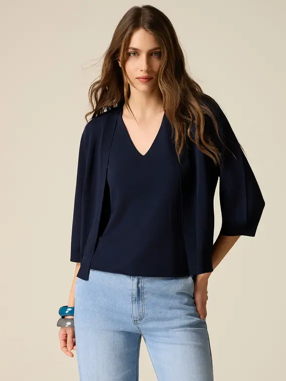 Cardigan misto viscosa Donna, Blu