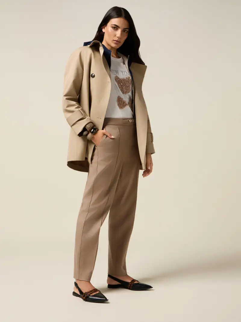 Chinos con dettaglio in vita Donna, Beige