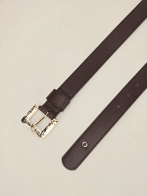 Cintura con fibbia dorata Donna, Marrone miniatura 2