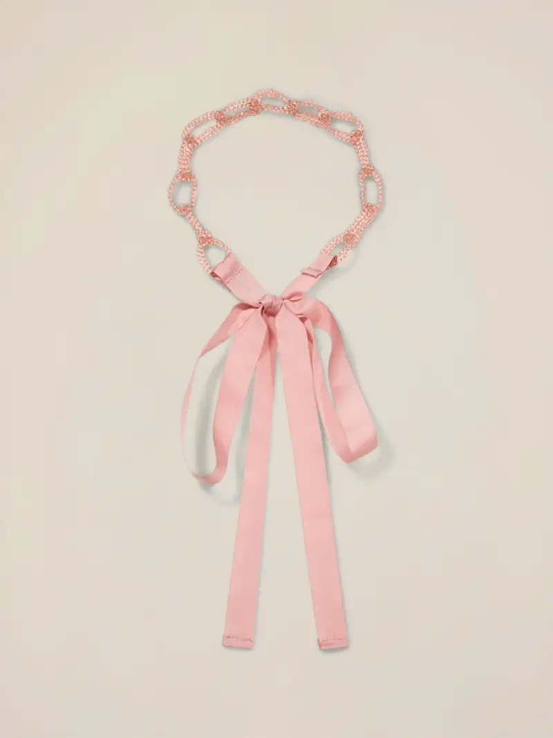 Oltre - Cintura in gros e perline Donna, Rosa Taglia: 02