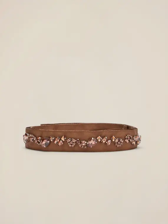 Cintura in gros grain con castoni Donna miniatura 2