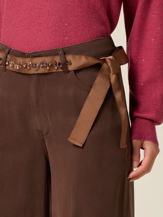 Cintura in gros grain con castoni Donna