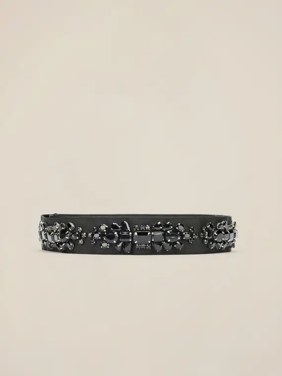 Cintura in gros grain con castoni Donna miniatura 2