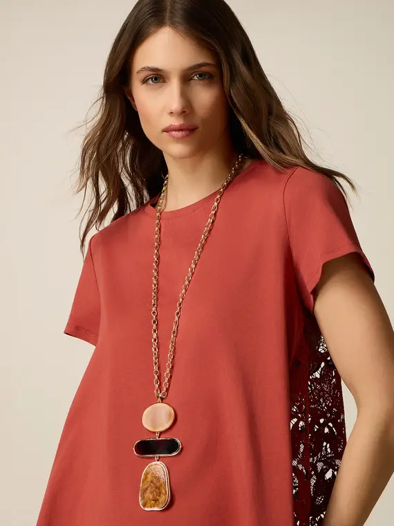 Collana lunga con maxi ciondolo Donna, Marrone