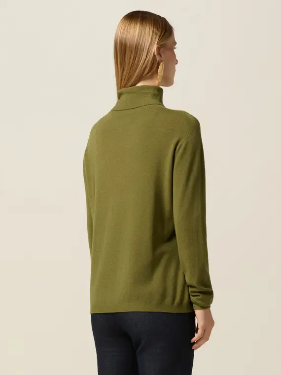 Dolcevita in maglia fine misto viscosa Donna, Verde miniatura 2